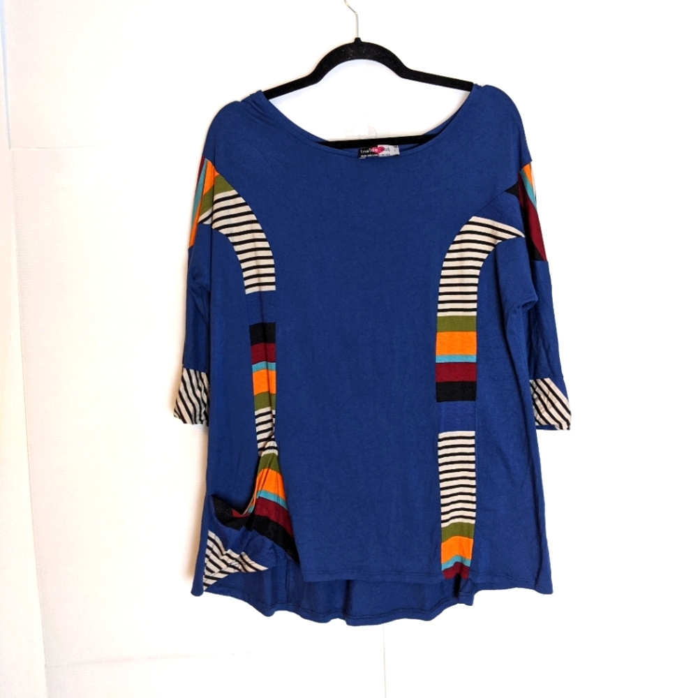 Inside Out Printed Jersey Top Lagenlook L